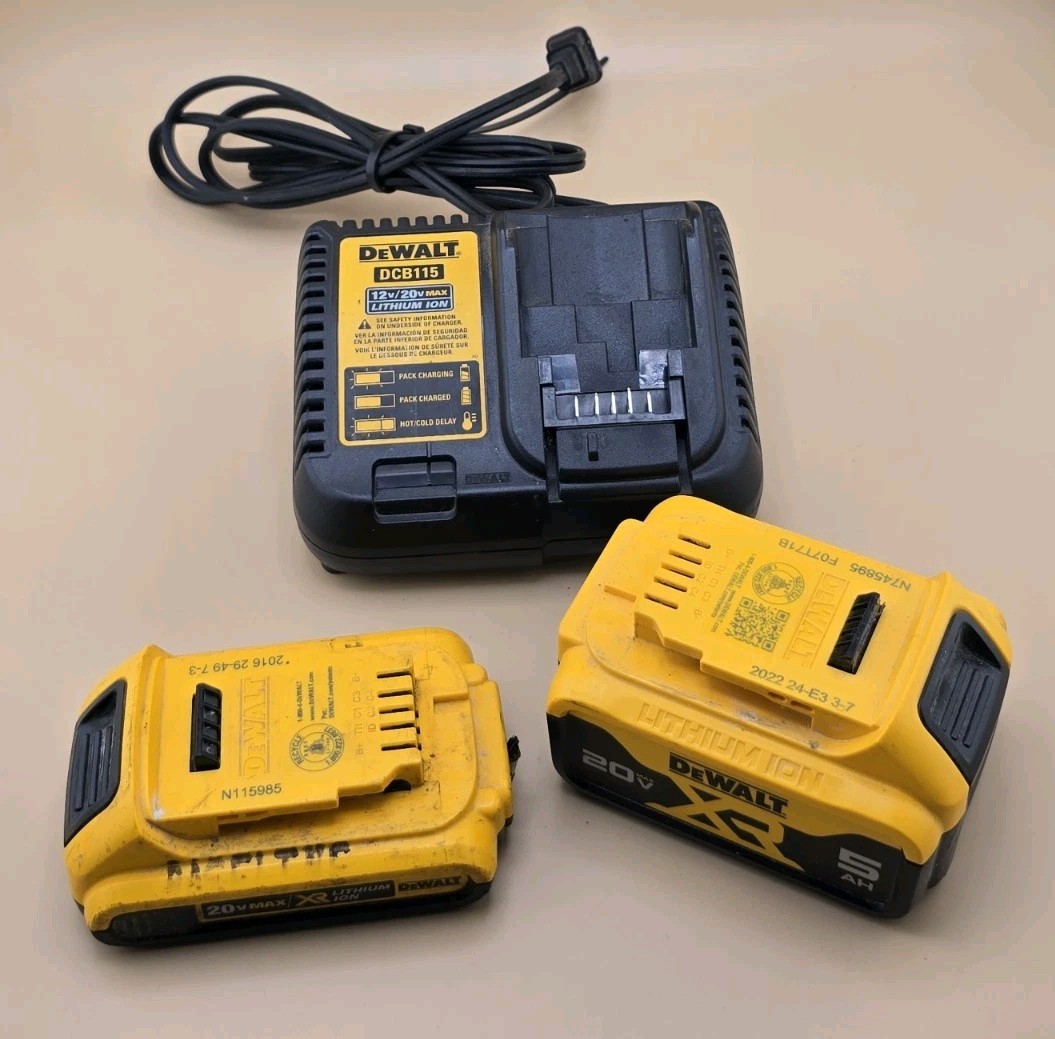 Dewalt DCB115 12-20V MAX FAST Battery Charger W/ 5 AH Battery And 1.5 Ah Battery