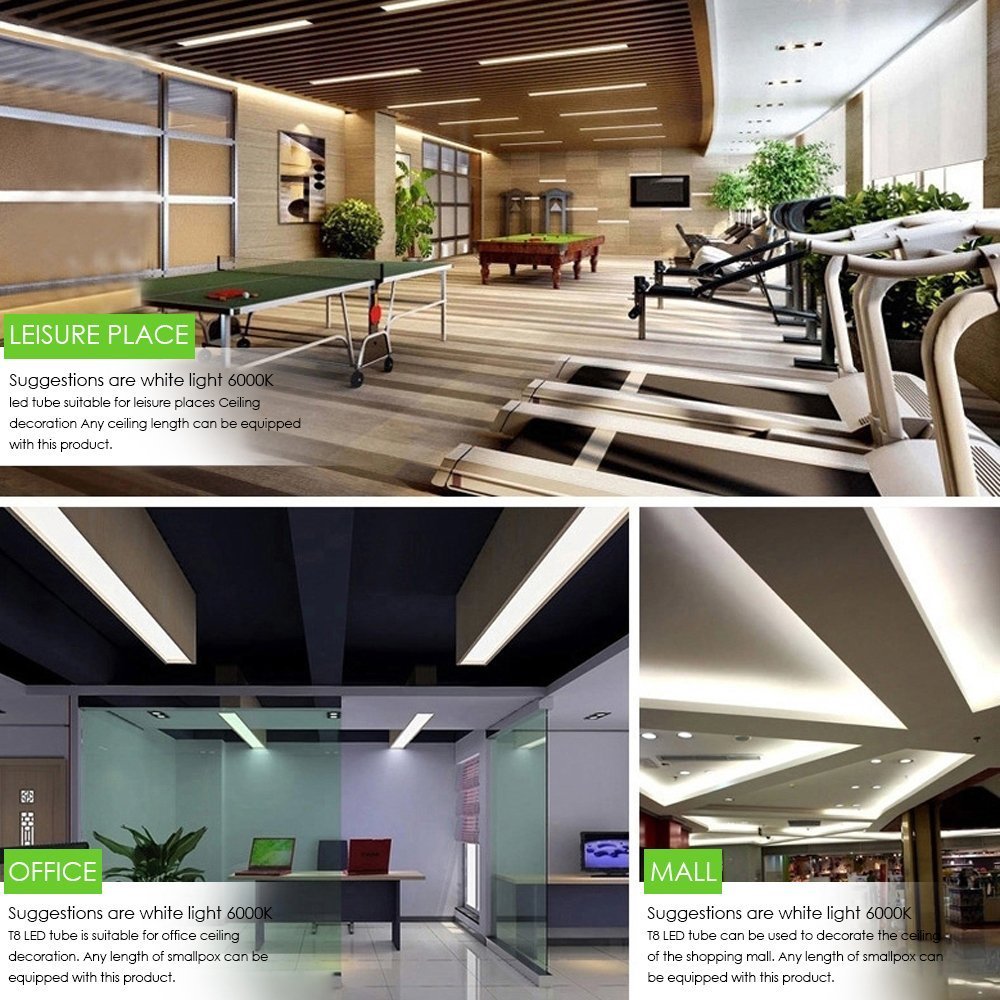 12Pack 8FT LED Linkable Shop Light for Garage, T8 8feet LED Tube Light Fixture