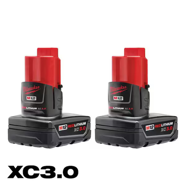 NEW 48-11-2412 Genuine Milwaukee M12 3.0 AH XC (2) 48-11-2402 Batteries 12 Volt