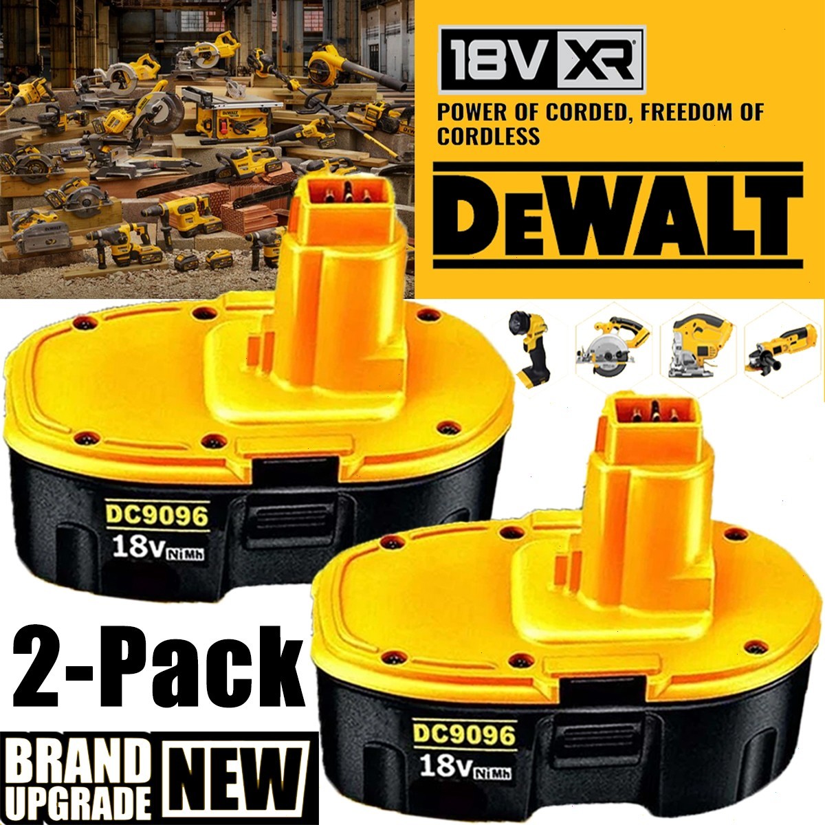 2PACK 18V For Dewalt 18 VOLT XRP DC9096 DC9098 Ni-Mh Battery DC9099 DC9096-2 7AH