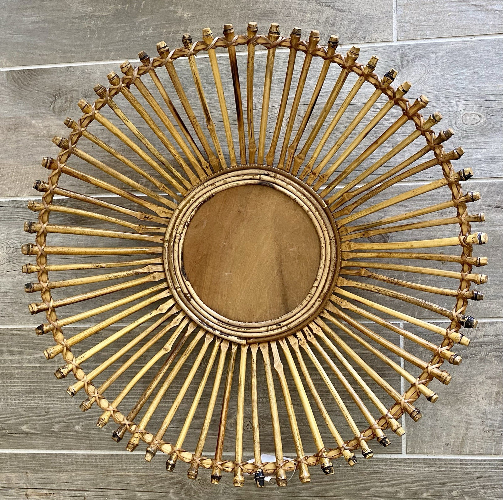 NWT Unique Handmade Bamboo Sun Decorative Art 24.25” In Diameter w/Bamboo Stand