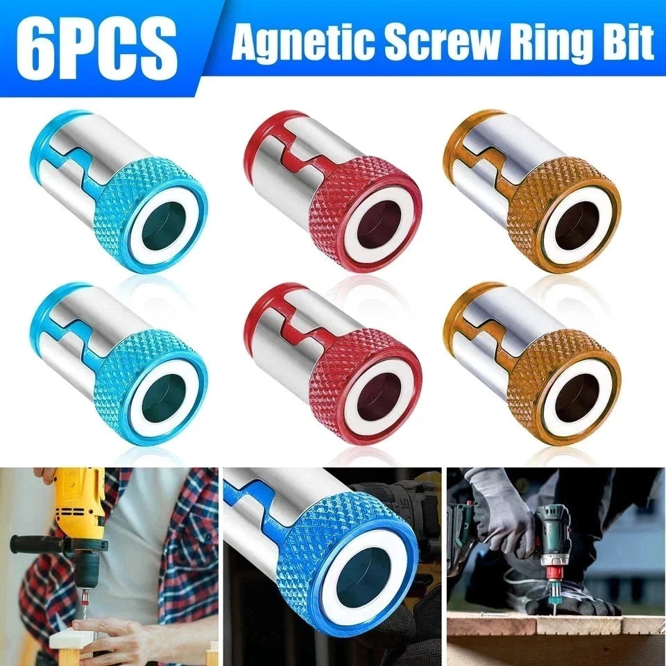 6 x Screwdriver Head Magnetic Ring Pivoting Bit Tip Screw Holder Magnetizer*