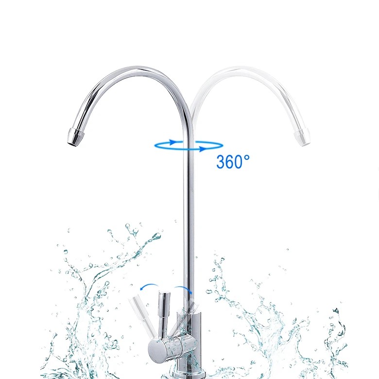 Direct Drinking RO Machine 1/4” RO Water Filter Curved Sink Faucet Tap Chrome