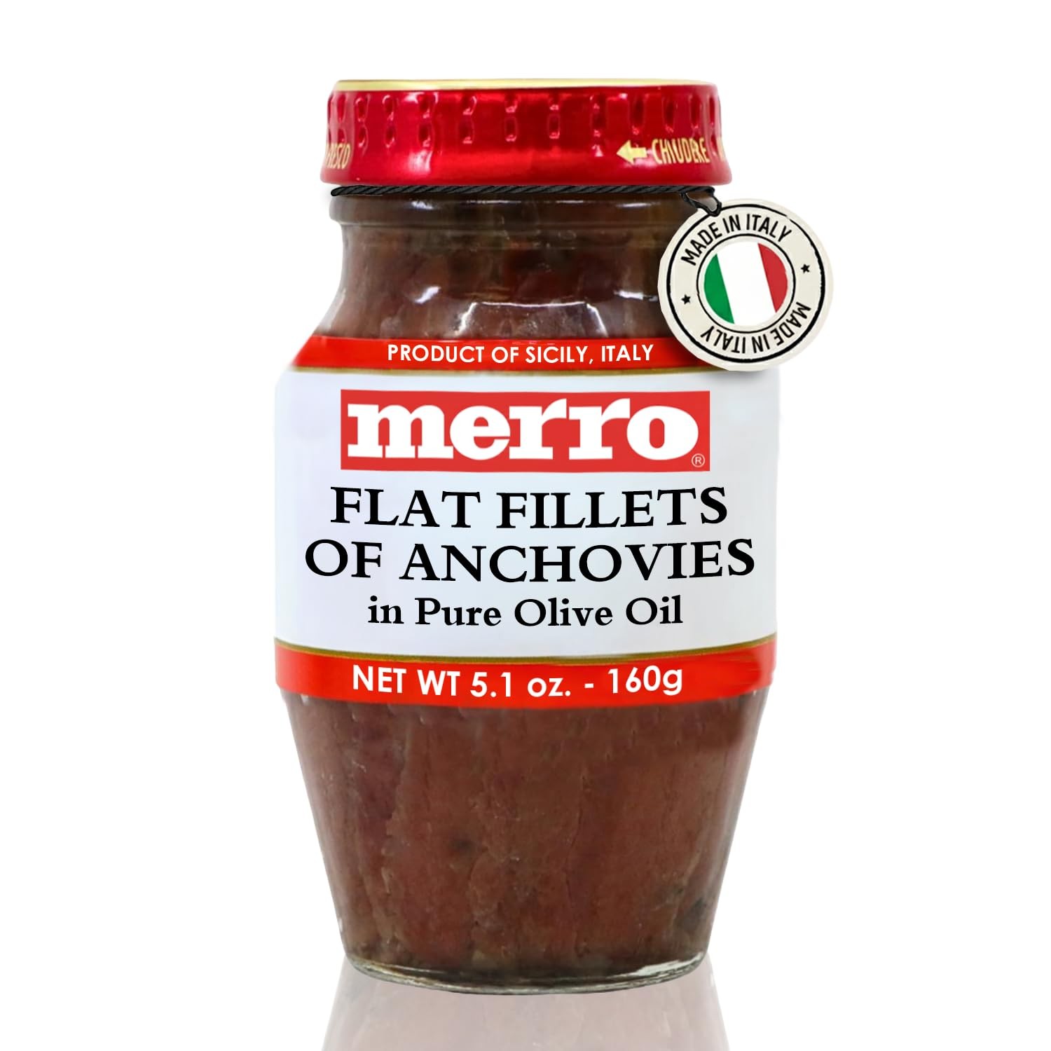 Merro Anchovy Fillets in Olive Oil 5.6oz HandPacked Anchovy Firm Meaty Fillets