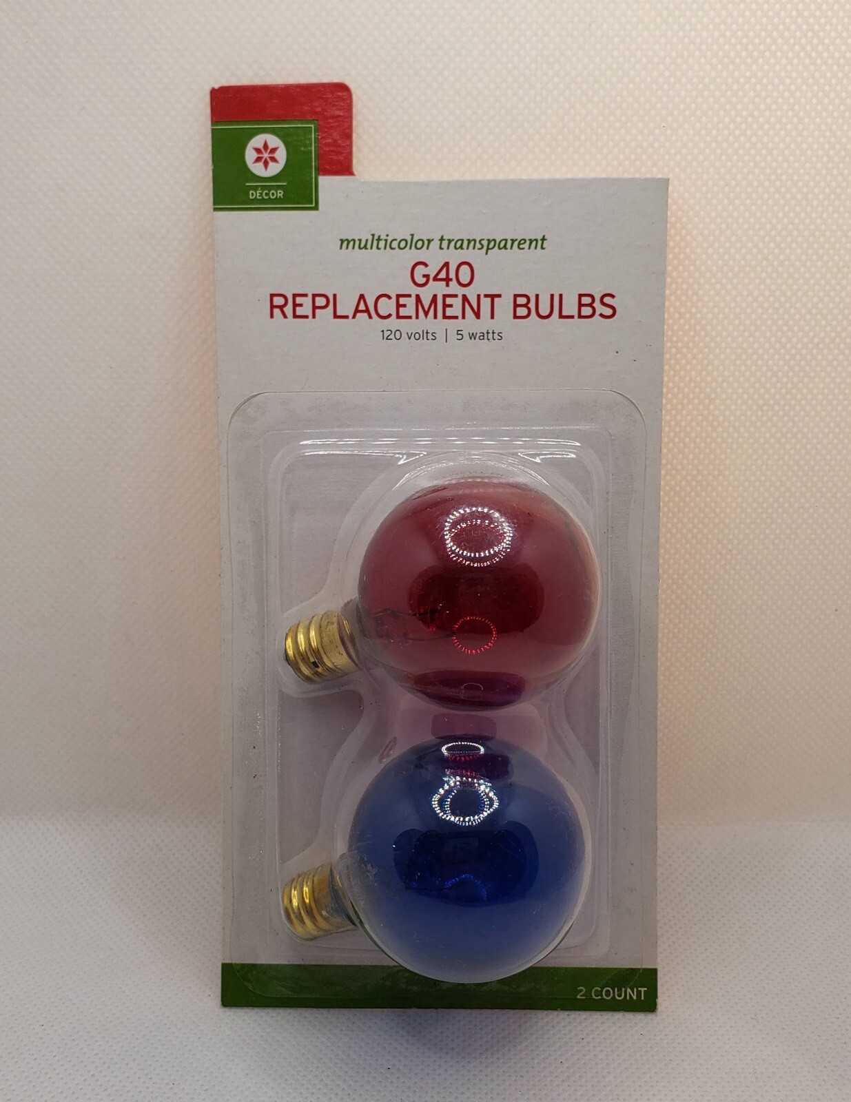 Multicolor Transparent G40 Replacement Bulbs 120 Volts / 5 Watts Red & Blue