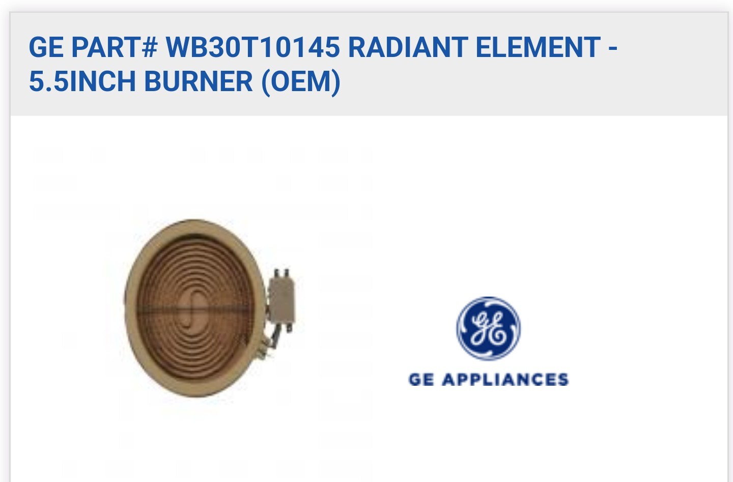 Genuine Brand New Oem WB30T10145 Element