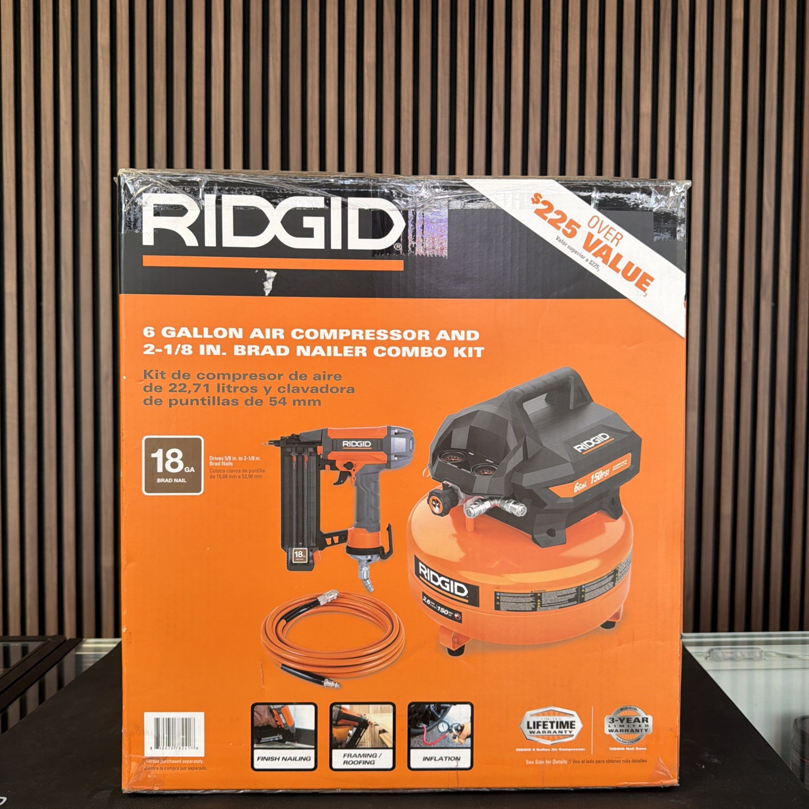 New RIDGID 02106416A 6 Gal. 150 PSI Electric Pancake Air Compressor