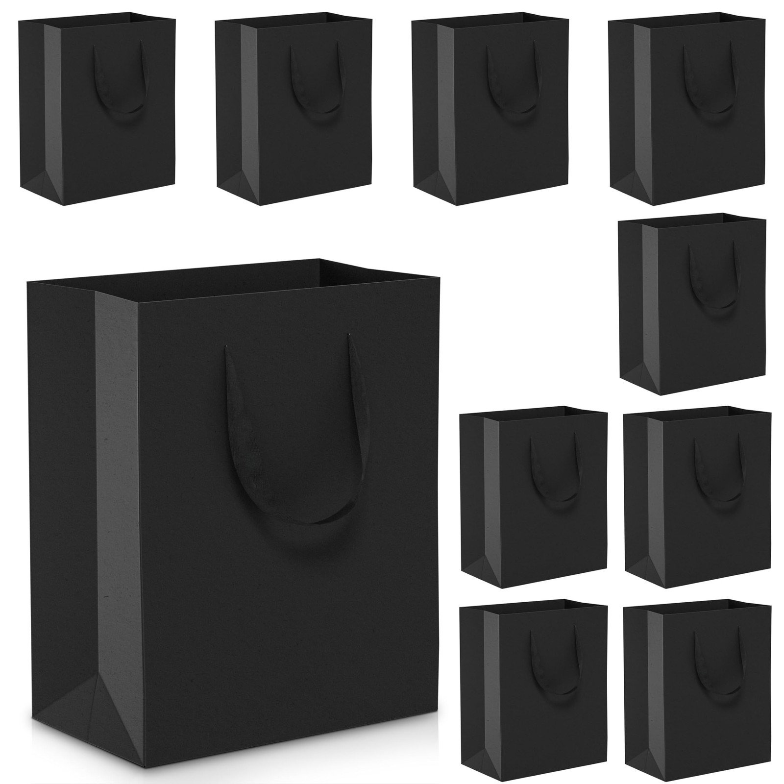 Black Gift Bags With Handles 10 PCS 8x5x10 Inch Paper Medium Bulk