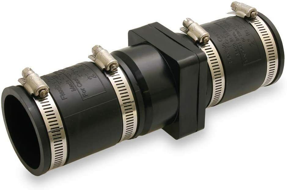 Plastic Sump Pump Check Valve with PVC Adapters and Stainless Steel Clamps