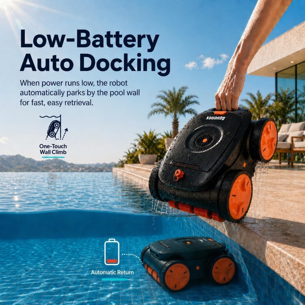 Cordless Robotic Pool Cleaner, APP&Remote Control Wall Climbing Waterline Floor