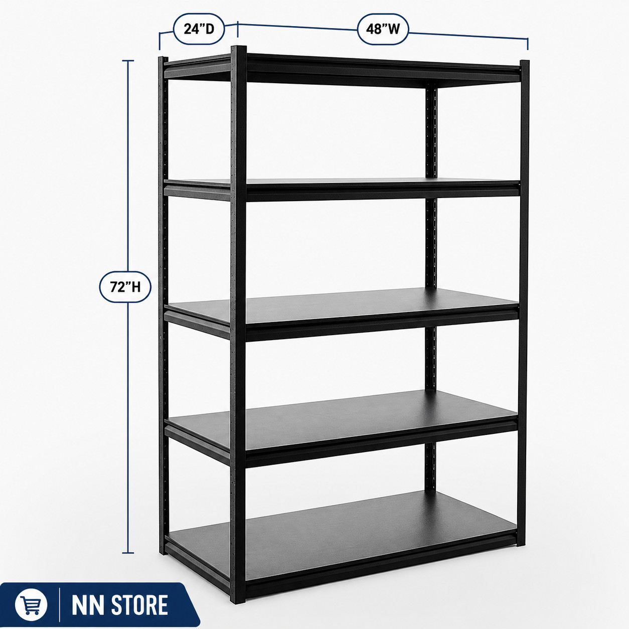 Member’s Mark 5 Tier Storage Shelf Shelving Unit, 48″W x 24″D x 72″H, Black