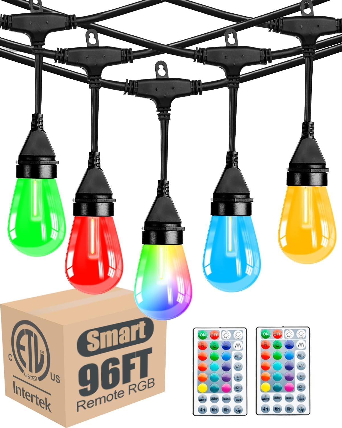 96FT Outdoor Led Patio Lights, Led String Lights with Shatterproof Edison Vitage