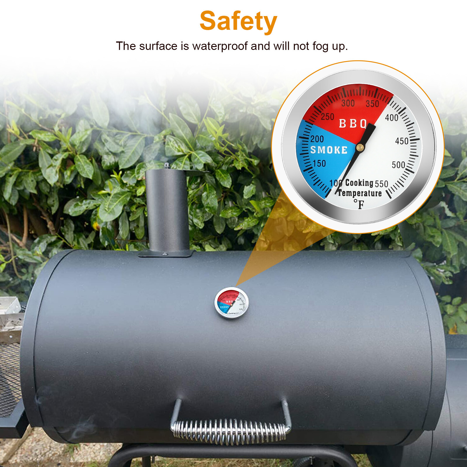 2 Pcs Temperature Thermometer Gauge BBQ Grill Smoker Pit Thermostat Food Cooking