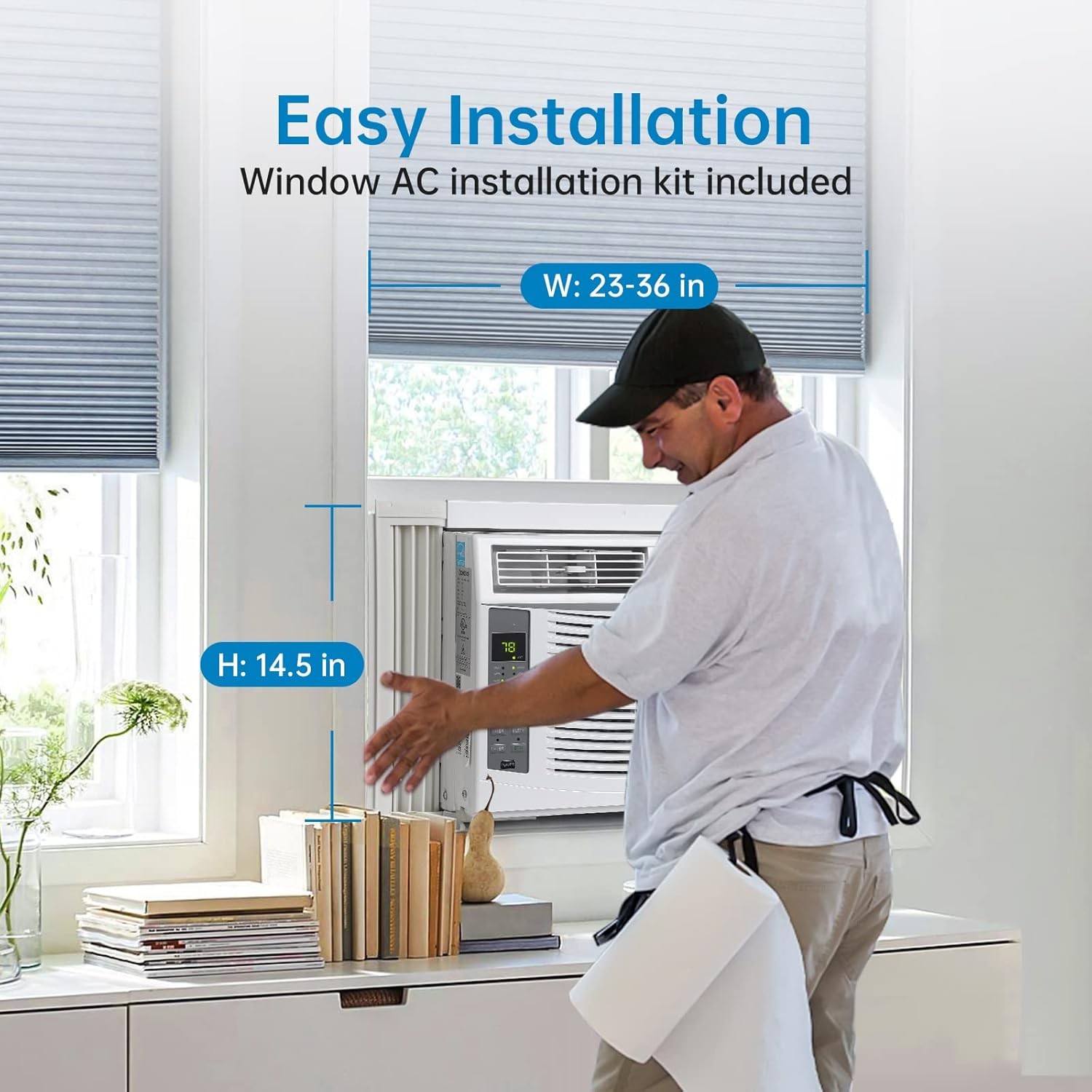 6000 BTU Window Air Conditioner with Remote & Timer Function 250 Sq.Ft AC Unit