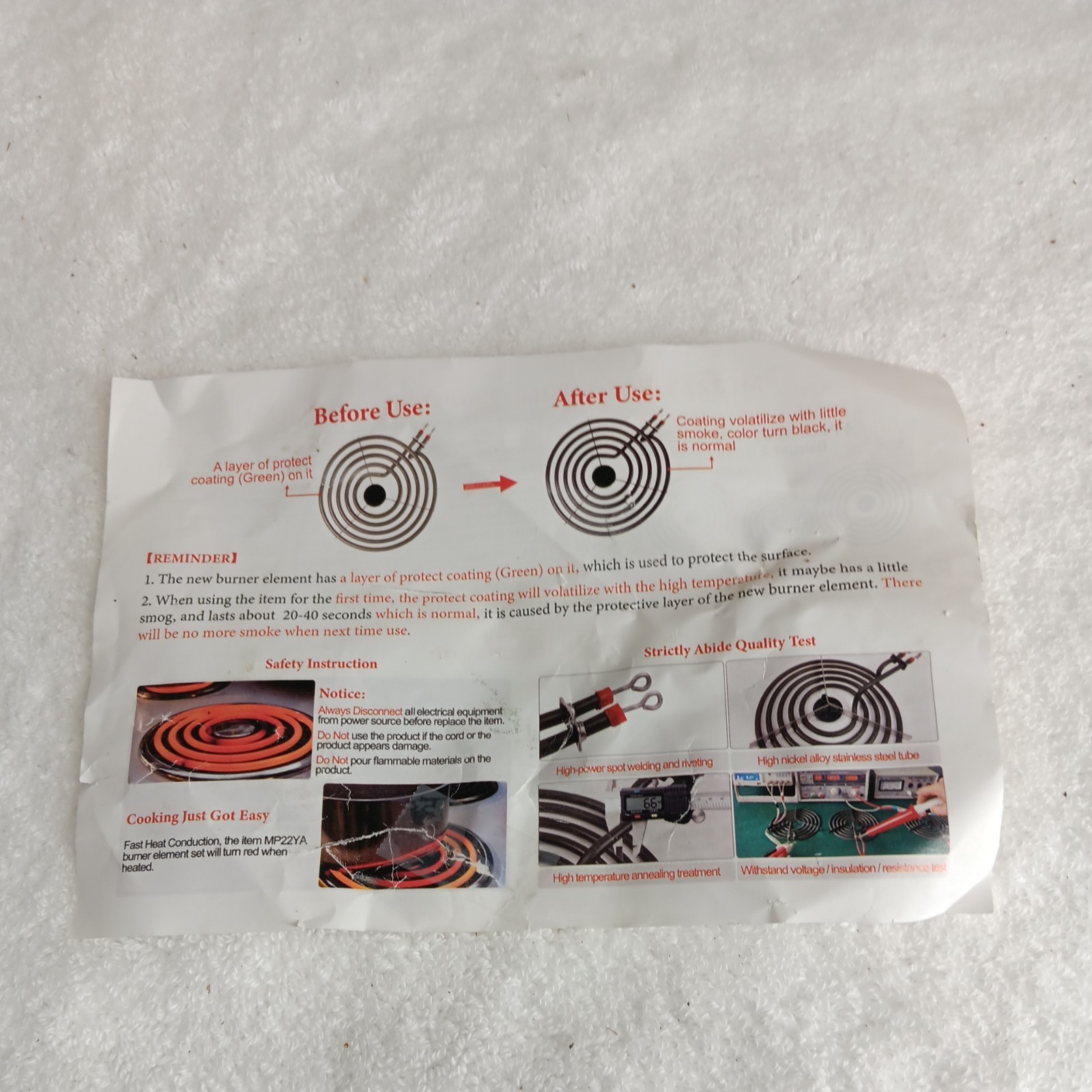 4 Pack MP22YA Electric Range Burner Element Unit Set – 2 pcs MP15YA 6″ and 2 …