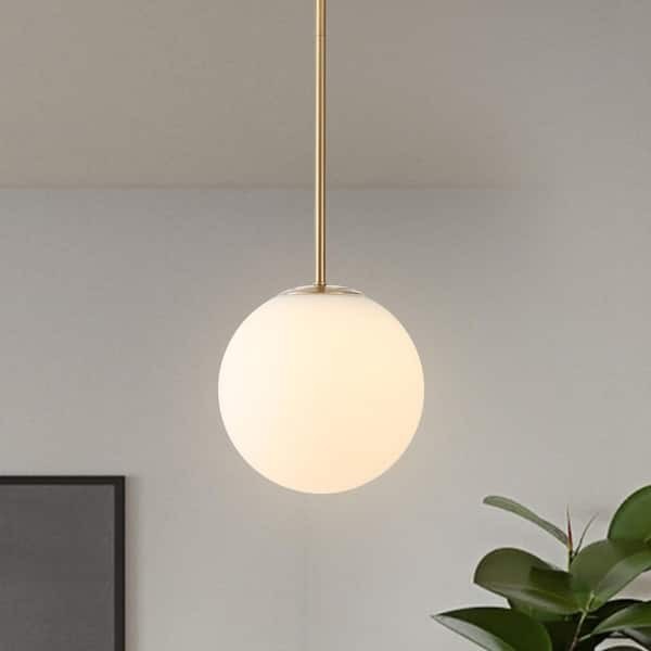 LWYTJO 13.8 in. Brown Globe Pendant Light Adjustable Hanging E26 No Bulb