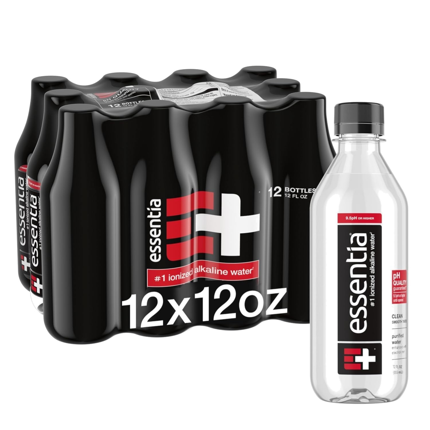 12-Pack Essentia Water: Supercharged Ionized Alkaline with pH 9.5 – 144 Oz Total