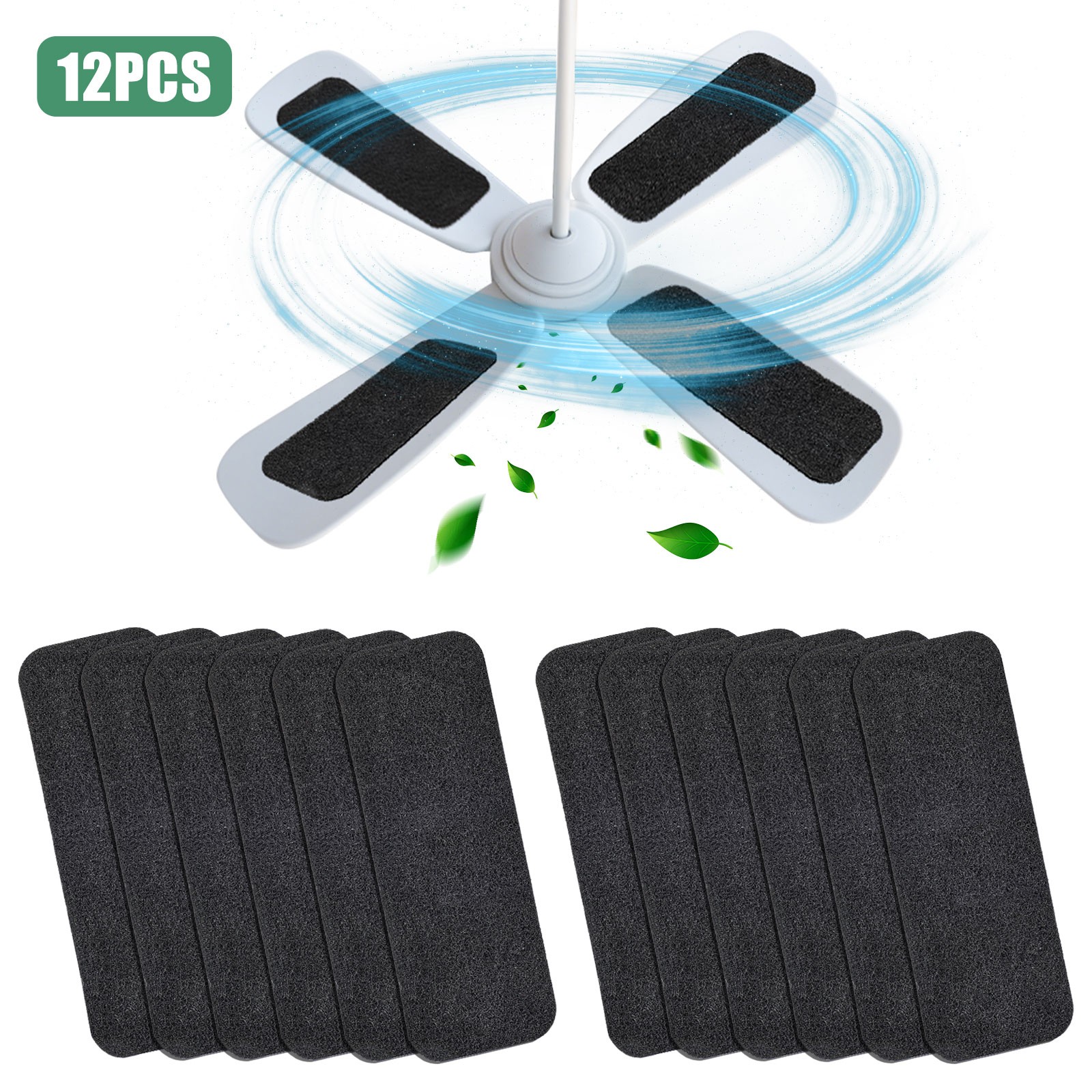 12PCS Ceiling Fan Filters Activated Carbon Fiber Dust Odor Hair Catch Pads Homes