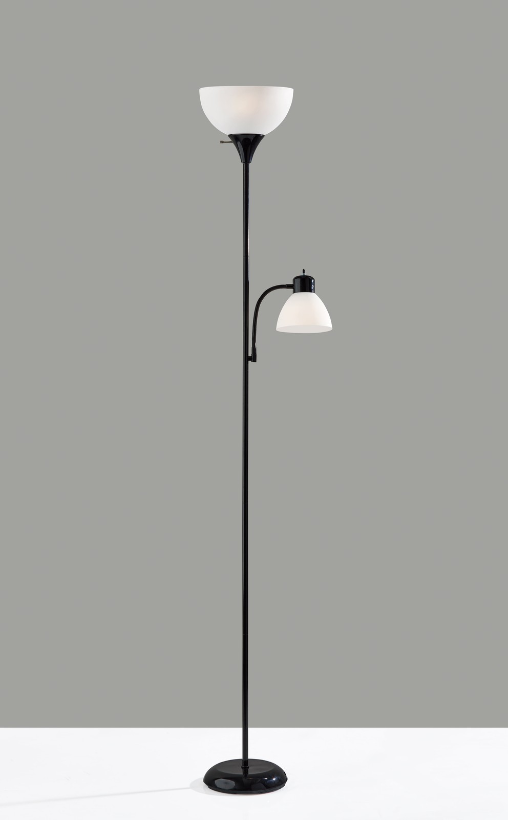 72” Black Combo Floor Lamp With Reading Lamp, Modern Design