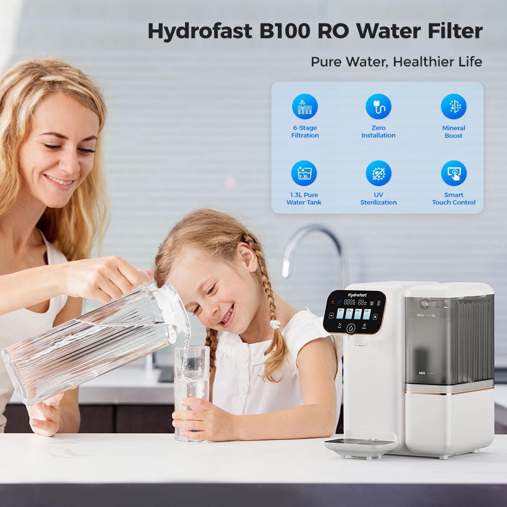 Hydrofast B100 Countertop Reverse Osmosis System,Water Filters 3:1 Pure to Drain