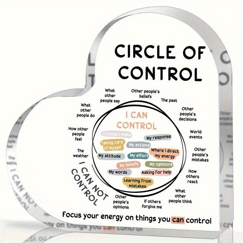 Heart Acrylic Plaque Circle Of Control Mental Health Self Care Reminder Decor