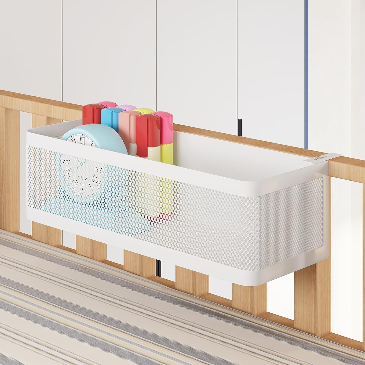 Bedside Caddy Shelf for Bunk Bed, White, L13.78In*W5.12In*H3.94In | for Bunk Bed