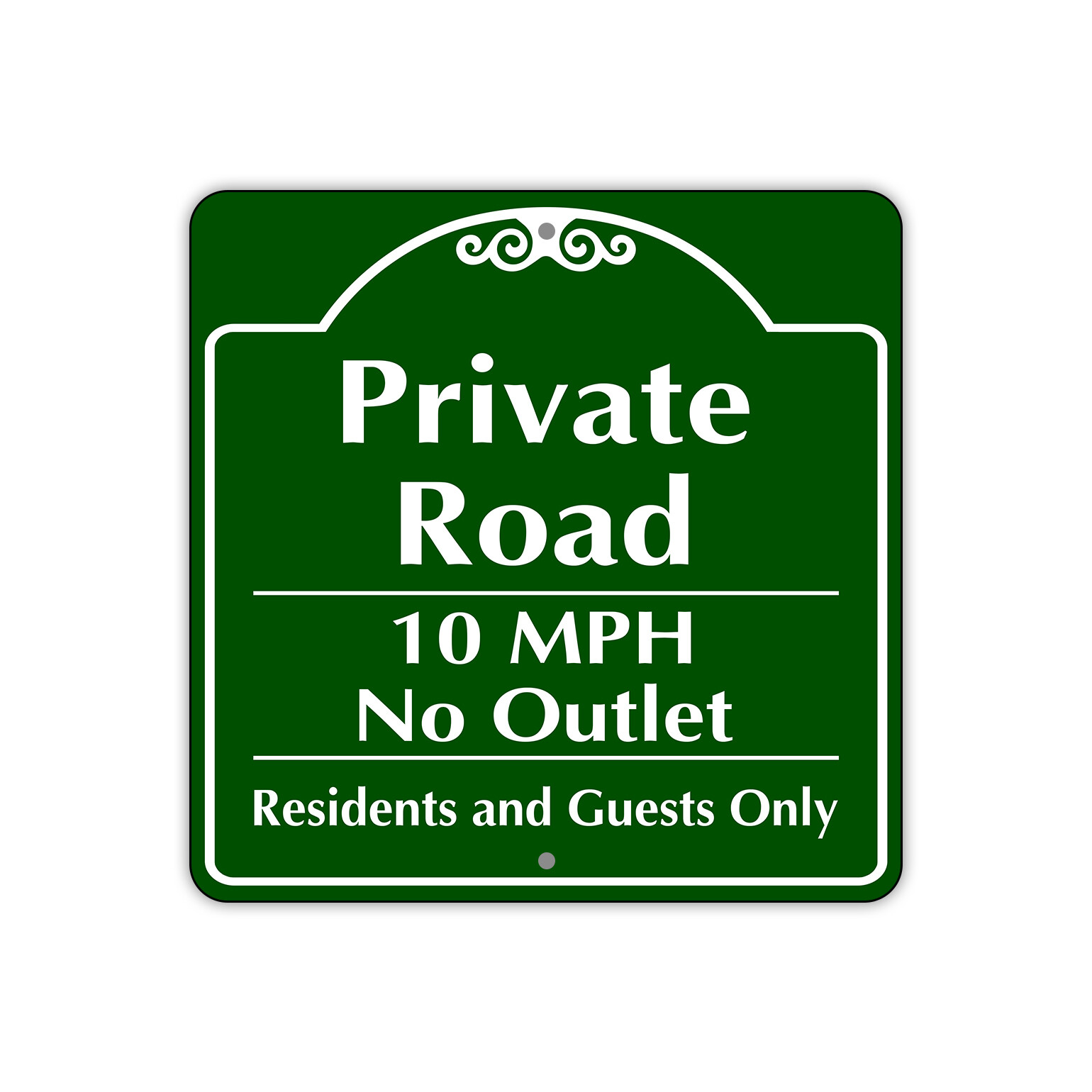 Private Road 10 MPH No Outlet Residents And Guests Aluminum Metal Sign 12″x12″