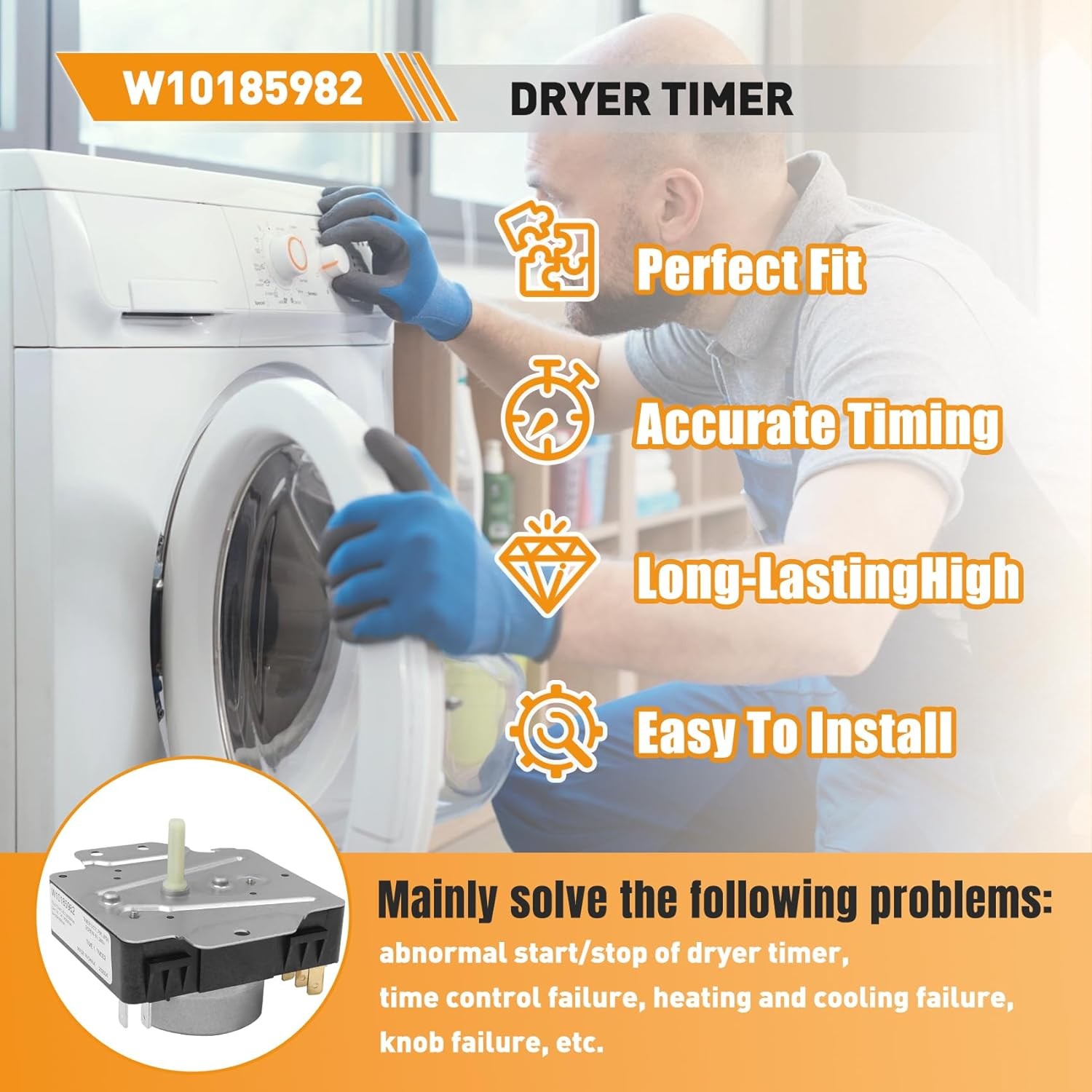 W10185982 WPW10185982 | Dryer Timer Compatible with Whirlpool, Maytag Amana USA
