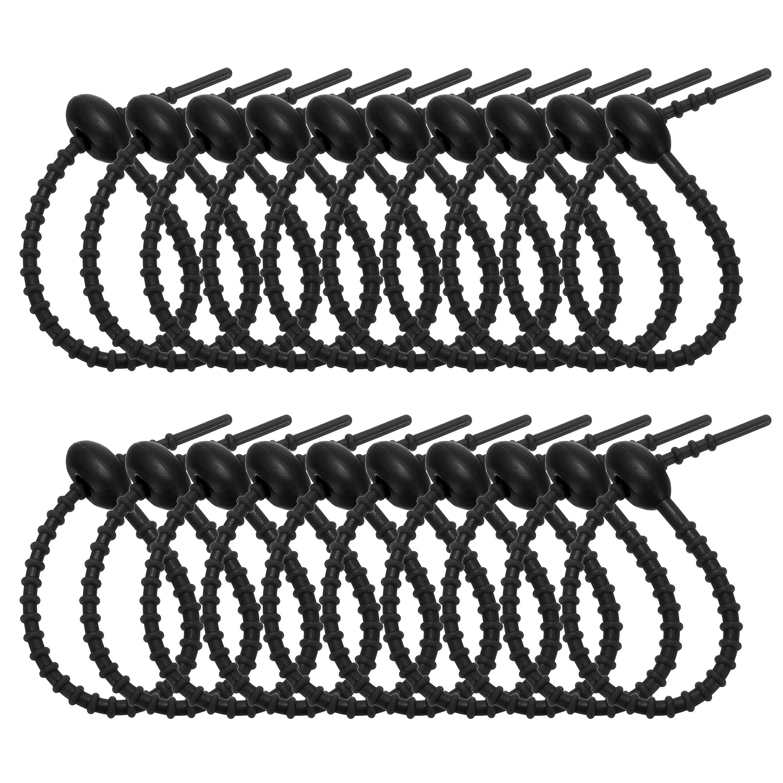 20pcs Silicone Cable Ties 6″ Rubber Reusable Twist Zip Ties Black