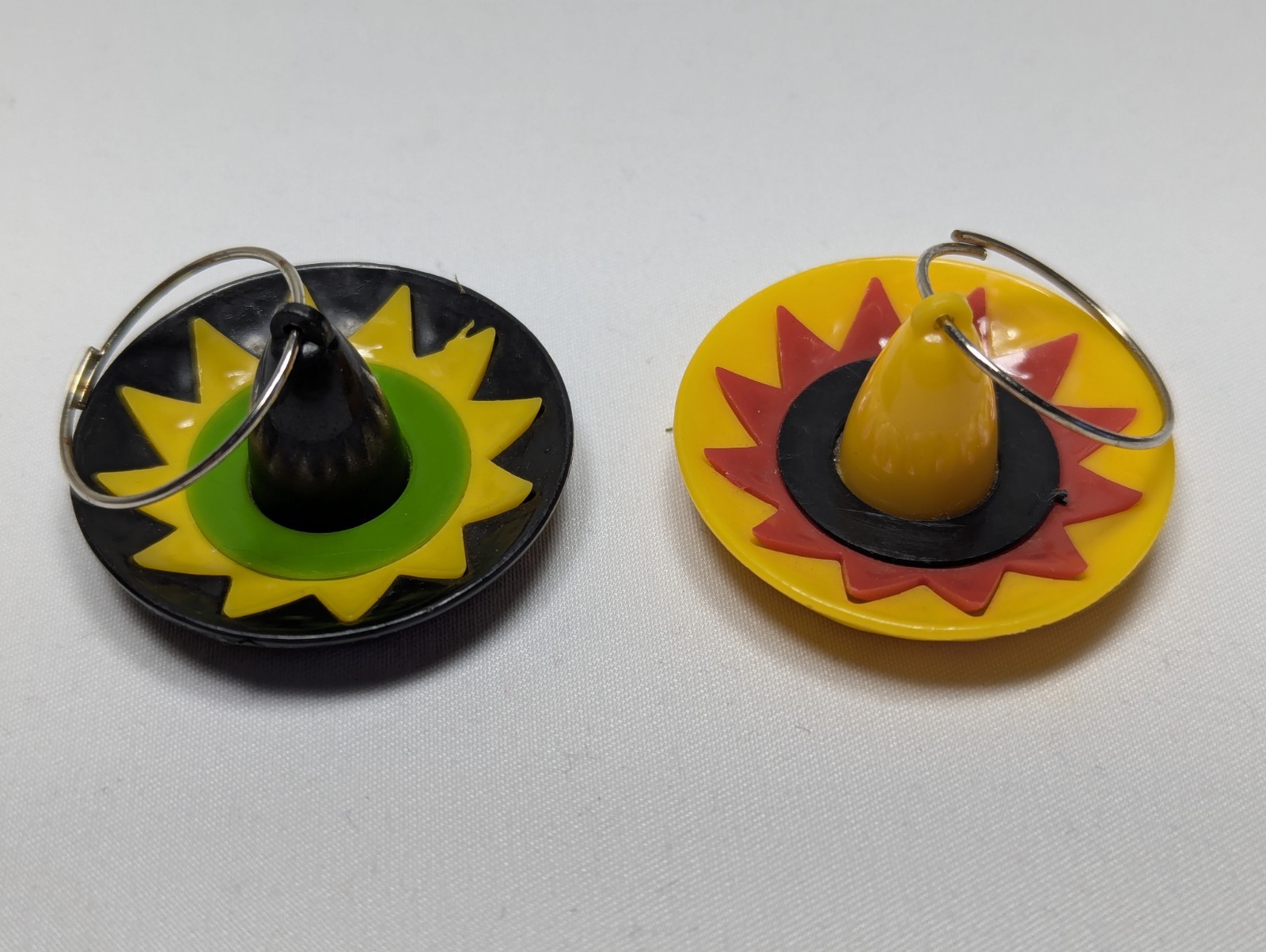 Sombrero Hat Cocktail Glass Charms Lot Of Two Black & Yellow Mexican Themed