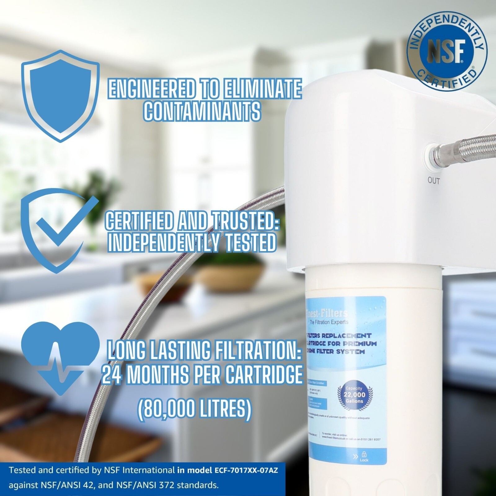 Undersink Water Filter System High Capacity 80K Litres Drinking Water Filtration