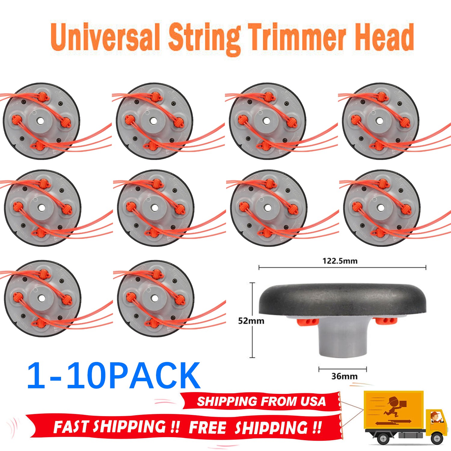 Lots 4 Line Trimmer Head Replacement Strimmer Bump Feed Line Spool Cutter Grass