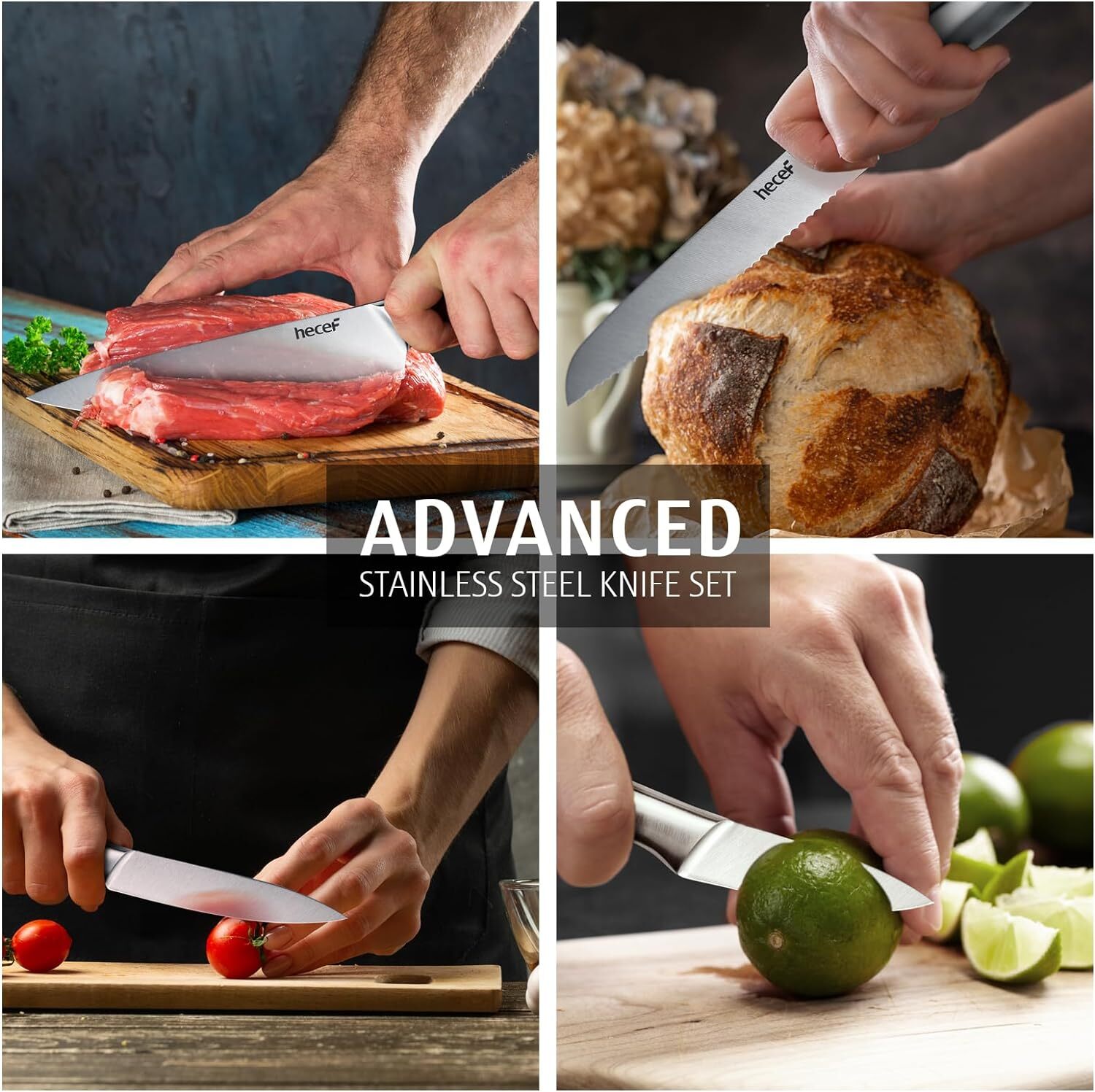 Kitchen Knife Set Ultra Sharp Stainless Steel Blade All Metal Chef knife w/cover
