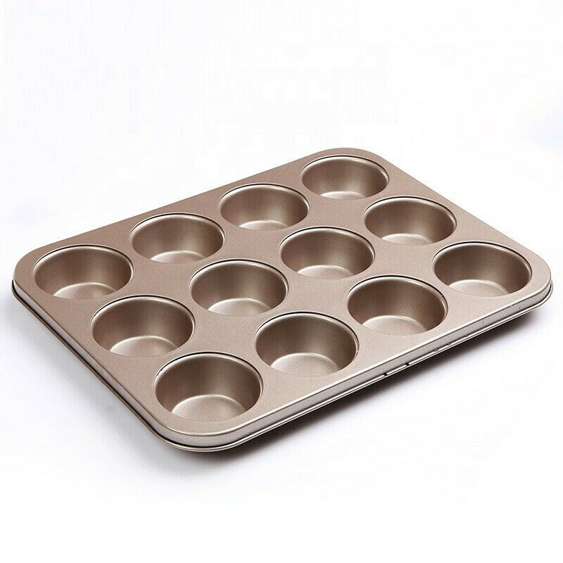 Non-stick Golden Muffin Pan 12 Cup – Even Baking, Dishwasher and Oven Safe