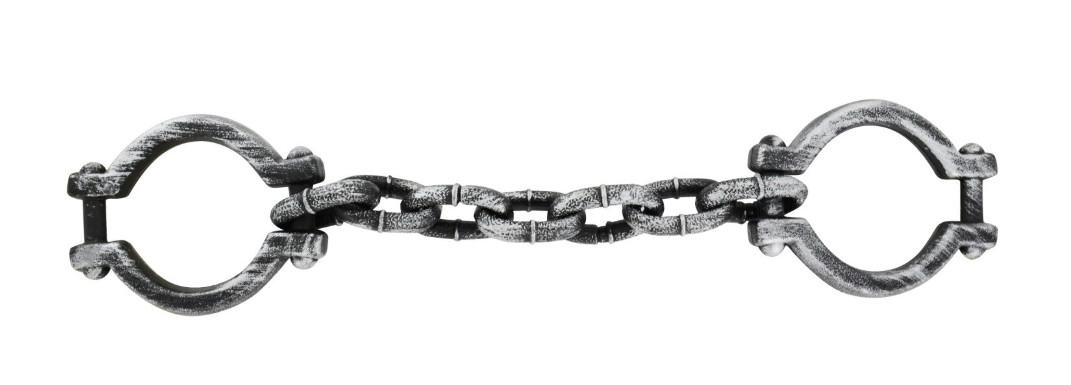 HALLOWEEN Faux Silver Black 19″ Plastic Handcuff Decor Prop Haunted House