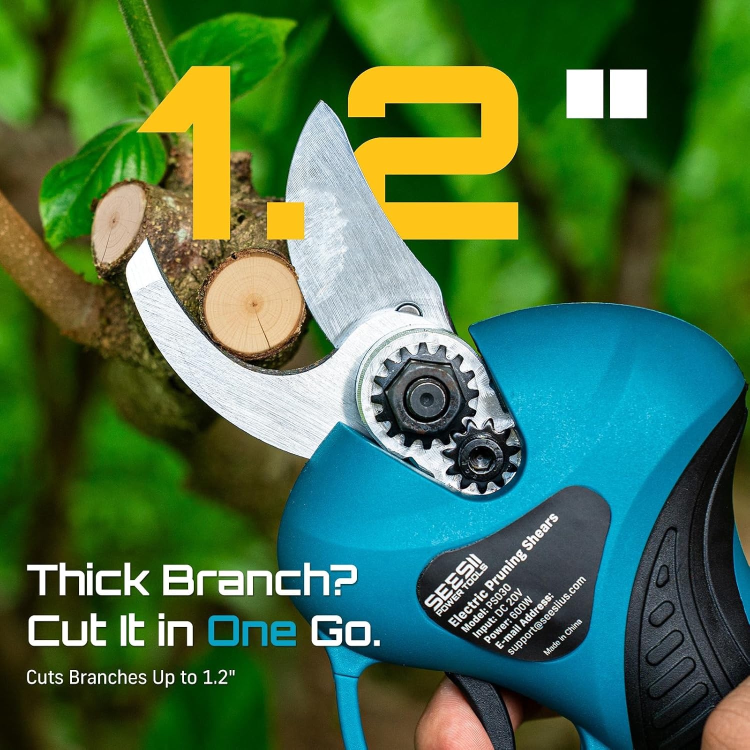 Seesii Electric Pole Pruning Shears Cordless Pole Shears 2xBattery 15ft Reach