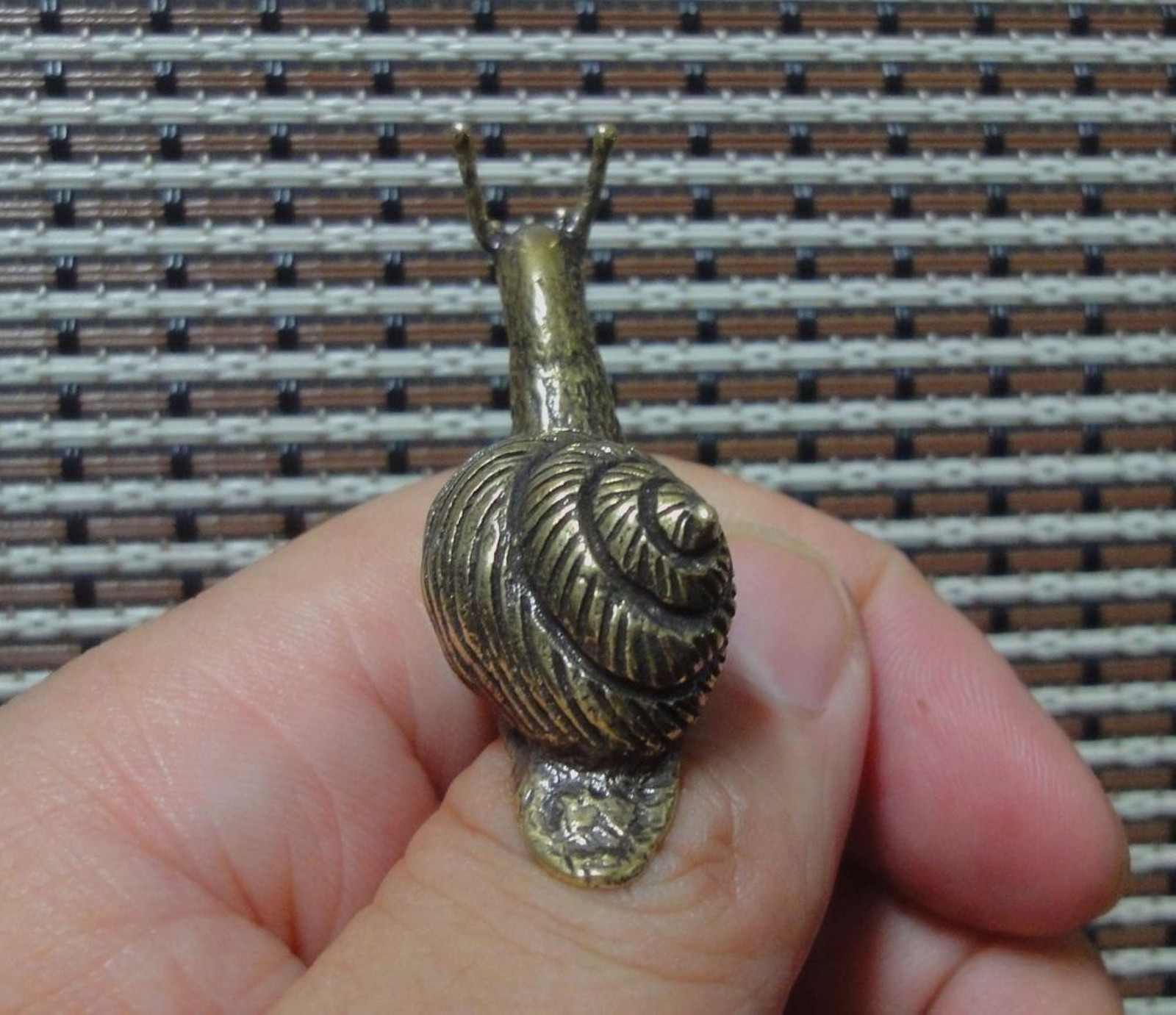 Creative Style Solid Brass Pure Copper Two-horned Snail Statue for Garden Decor