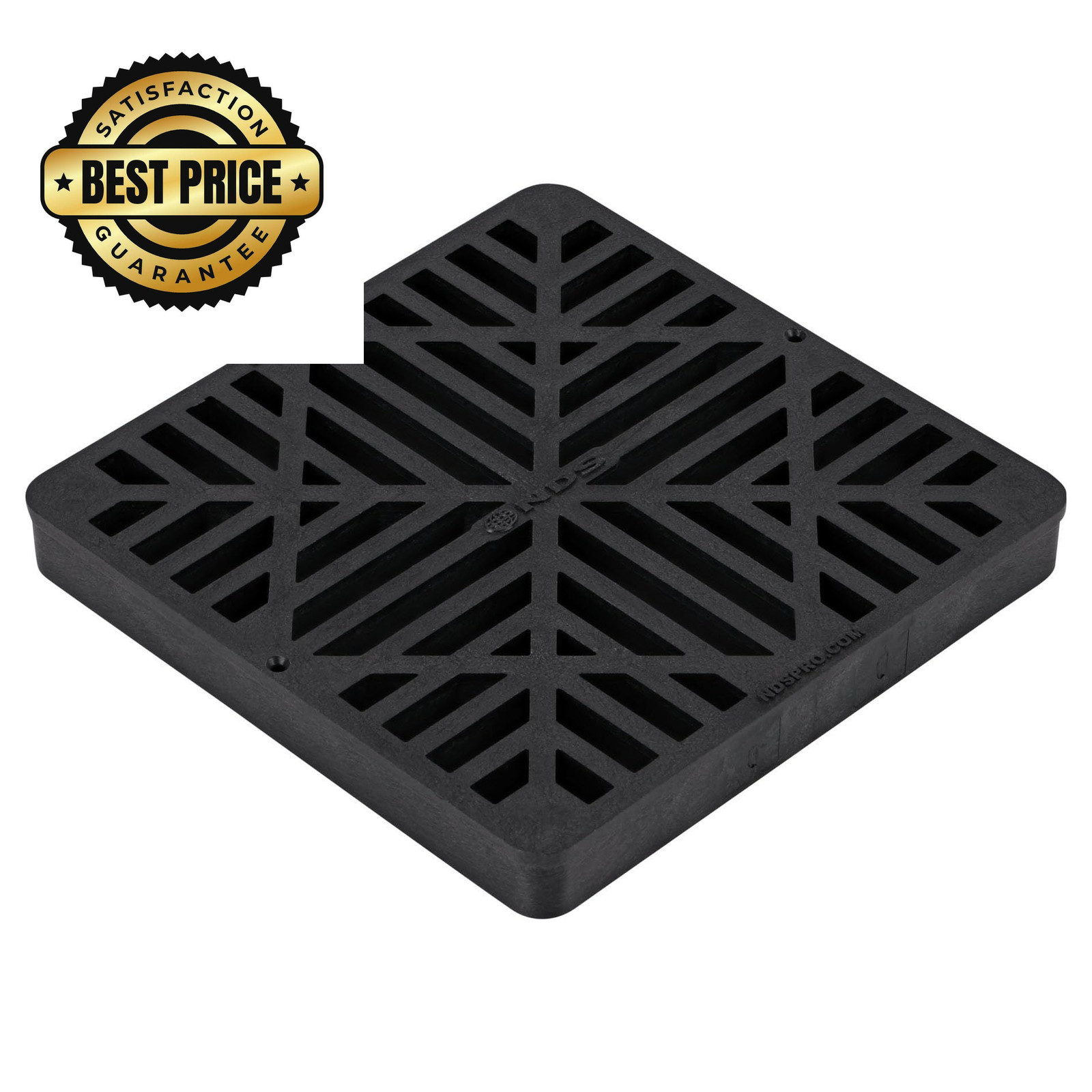 NDS 980G Square Catch Basin Drain Grate, Diamond Design, Fits 9 Inch, Black