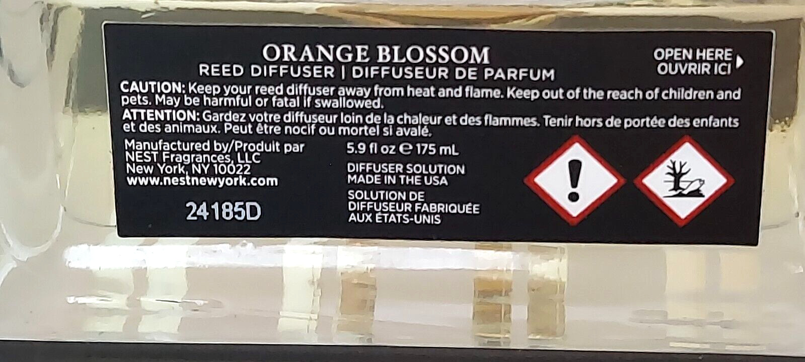 NEST fragrances Orange Blossom Diffuser 5.9oz Diffuser new, open box *no reeds