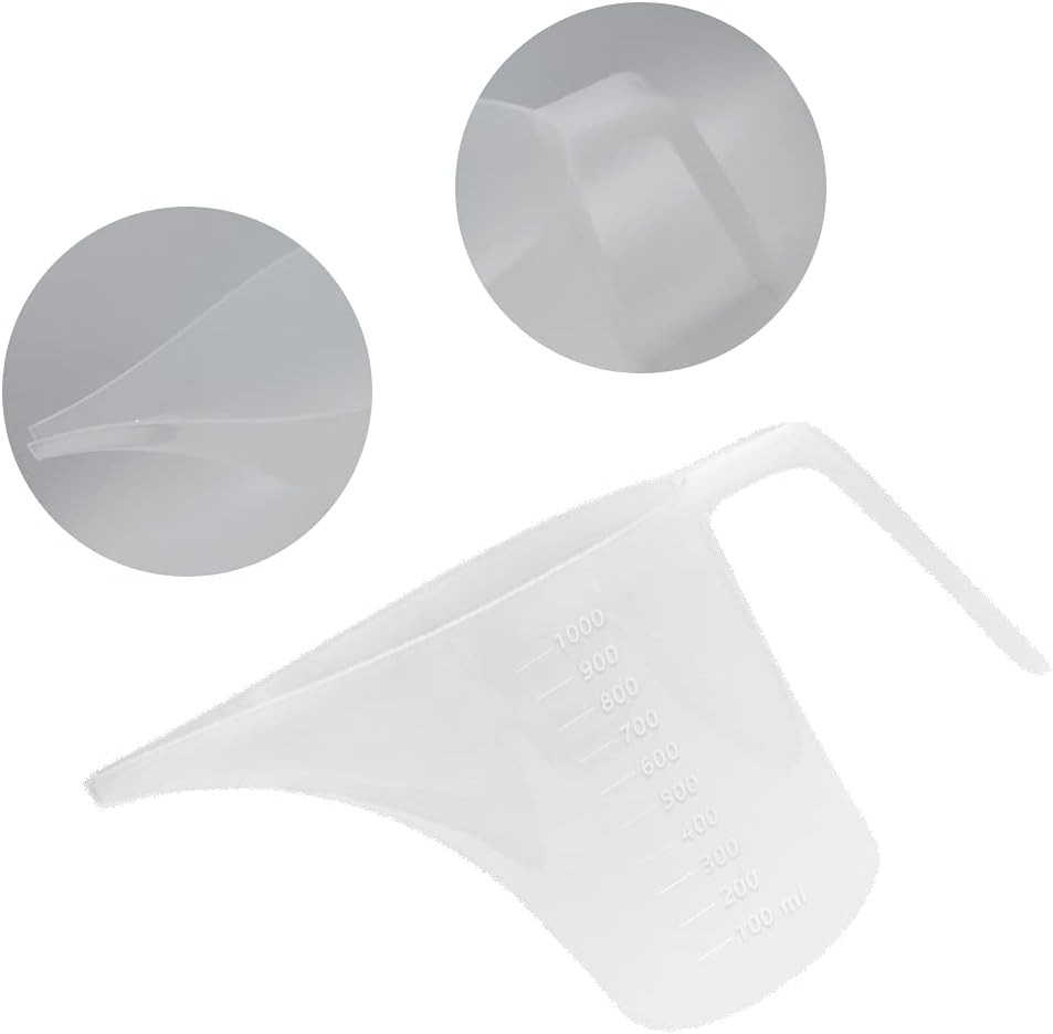 1000ml Plastic Funnel Pitcher Measuring Cup Long Spout Easy Pour 4 Pack NEW