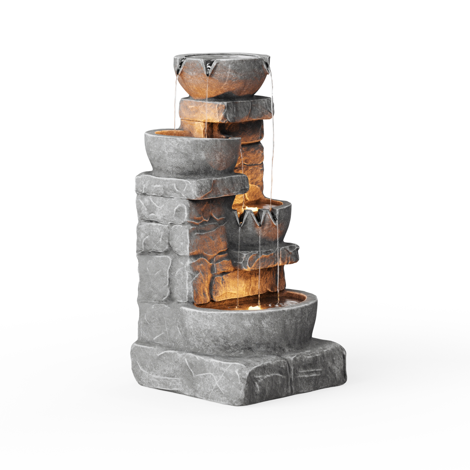 Teamson Home 33.25″ Water Fountain with LED Lights, Gray