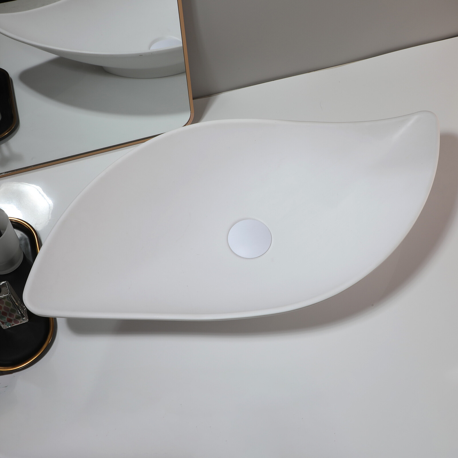 Stone Bathroom Rectangle Vanity Vessel Sink Above Counter Basin & Drain