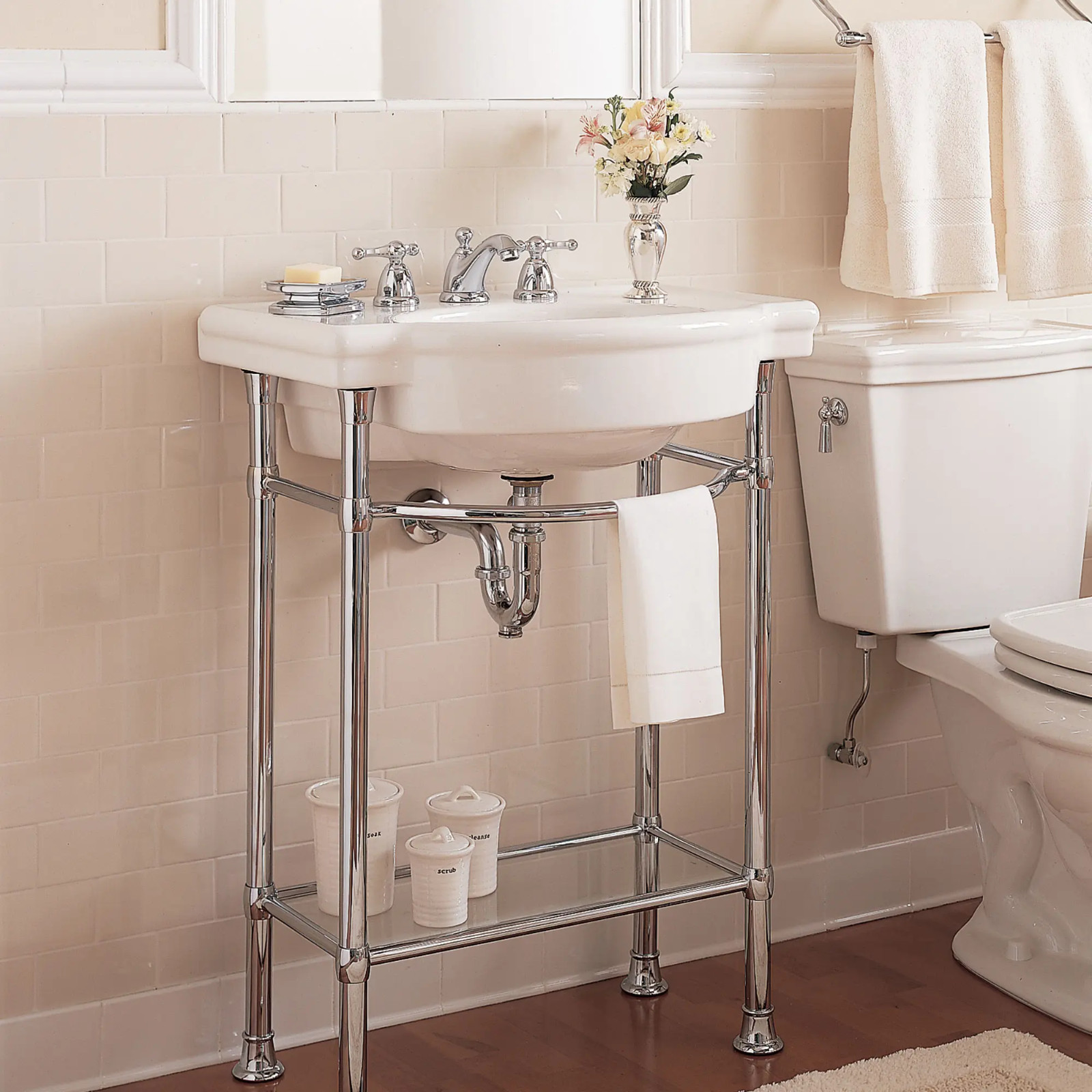 American Standard Retrospect Console Table Legs in Polished Chrome