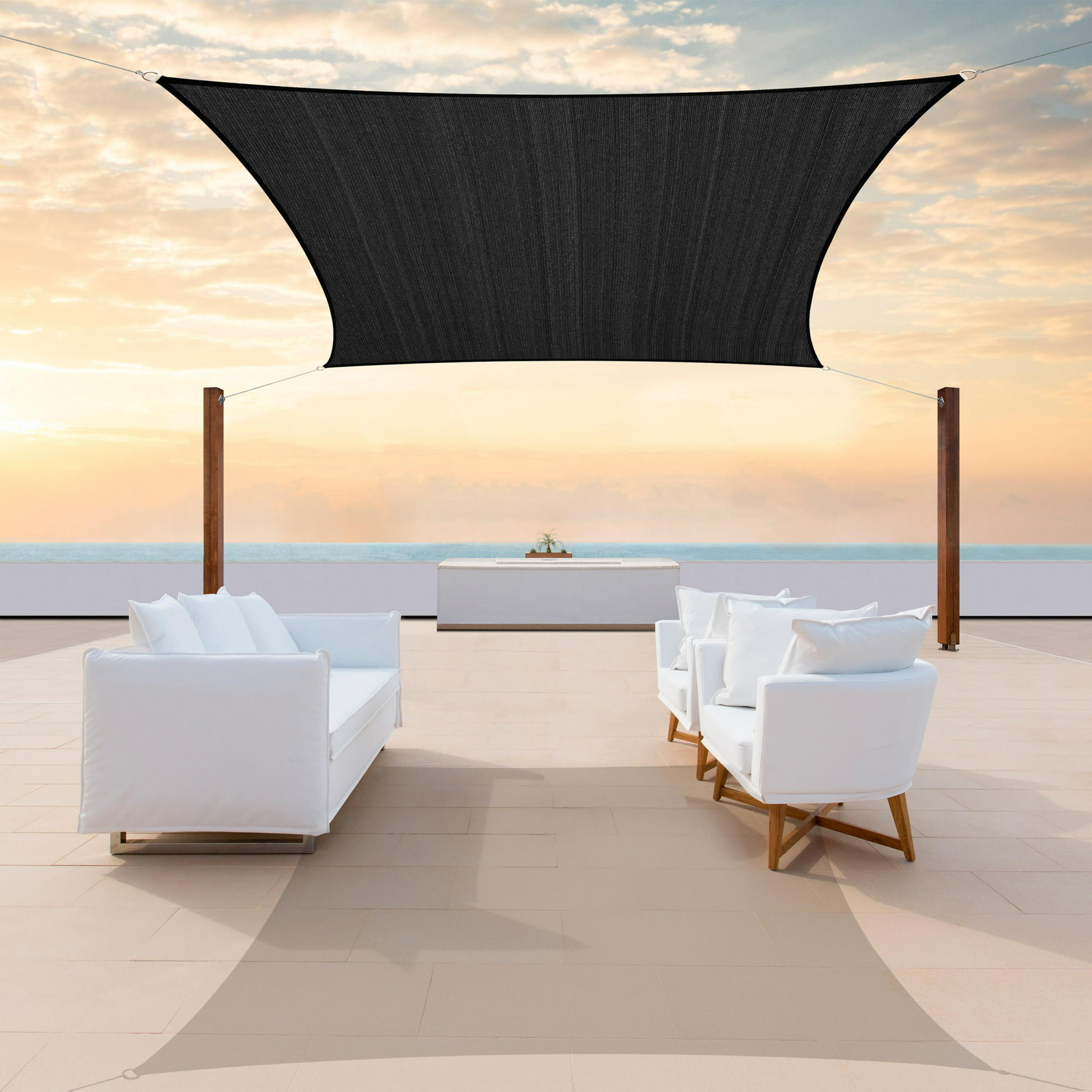 Colourtree Black Custom Size Rectangle Sun Shade Sail Canopy Fabric Cover Patio