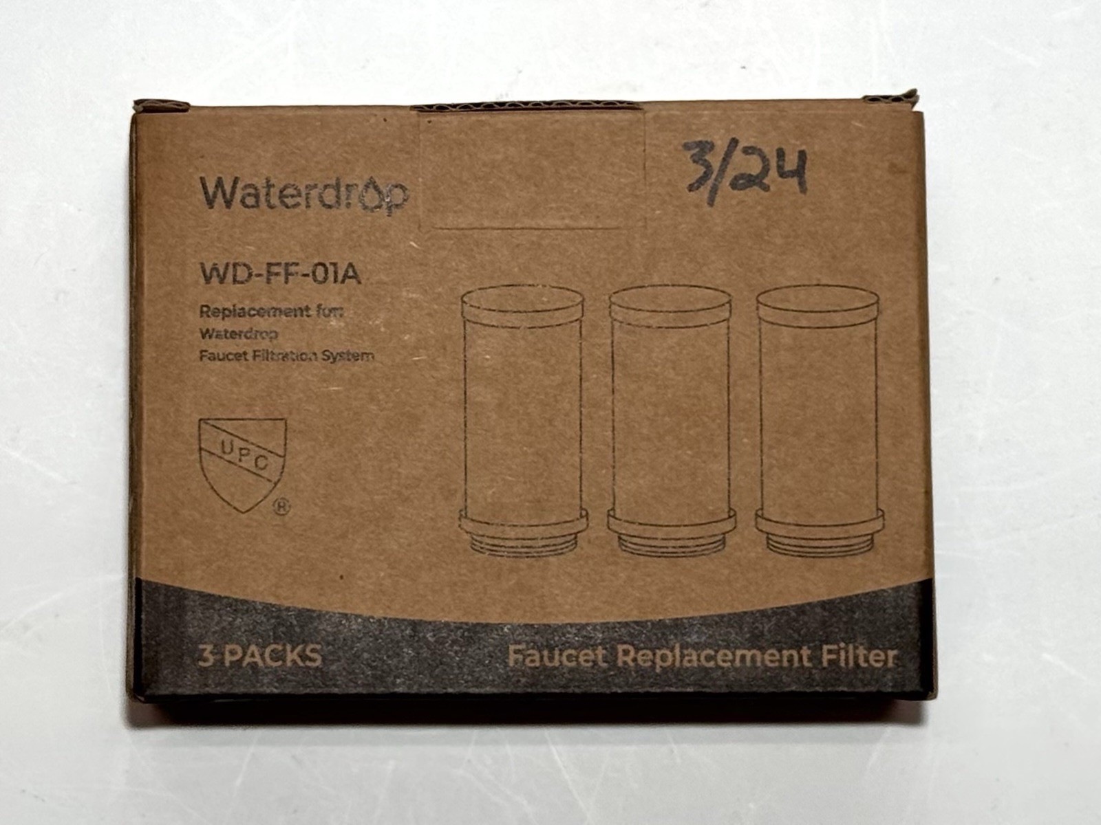 3X WD-FF-01A Waterdrop Replacement Filter for WD-FC-01, 02, 06 NEW (Open Box)