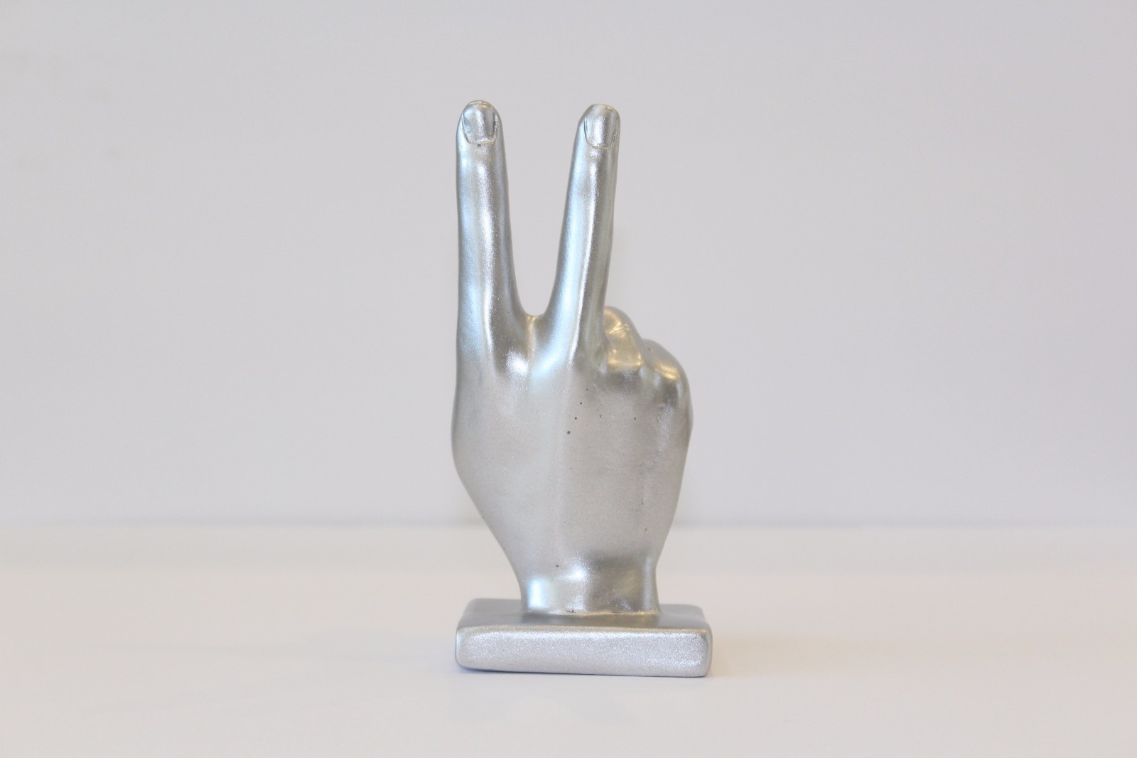 Peace Sign hand symbol sculpture Gold