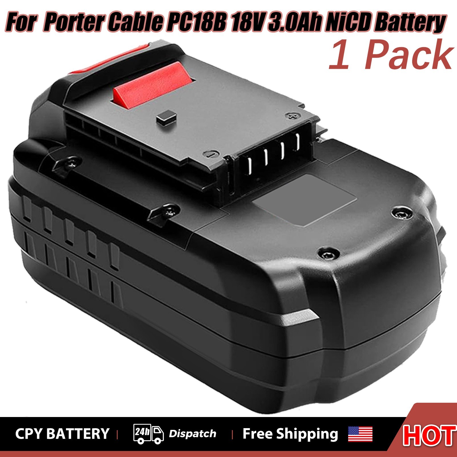 New 18V NiCD Replacement Battery for Porter Cable PC18B 18-Volt Cordless Tools