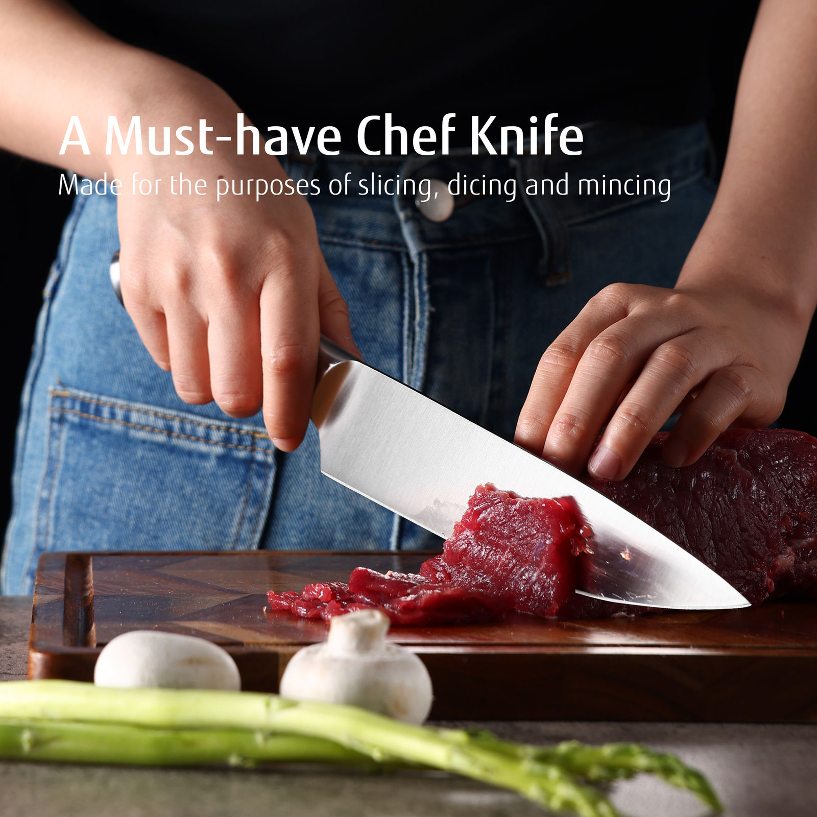 Kitchen Knife Set Ultra Sharp Stainless Steel Blade All Metal Chef knife w/cover