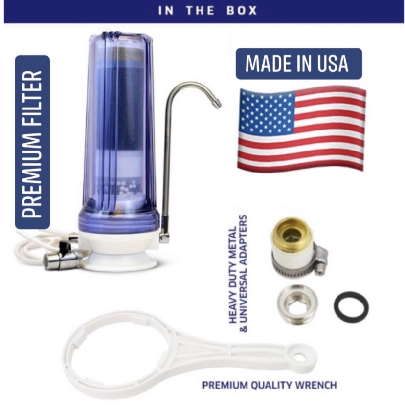 Premium 7-Stage Counter-Top Water Filtration Filter Sink Drinking System Clear