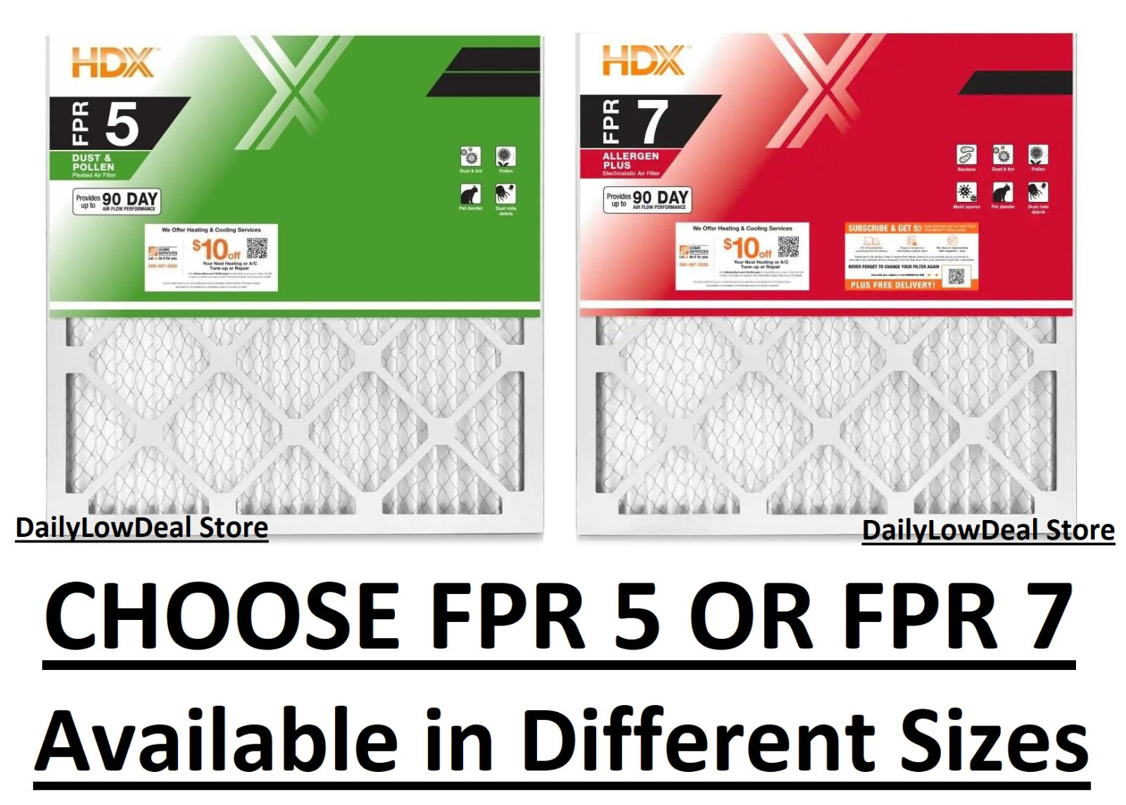 Air Filters Replacement for AC – Standard Pleated FPR 5 OR FPR 7 – CHOOSE 1 or 4